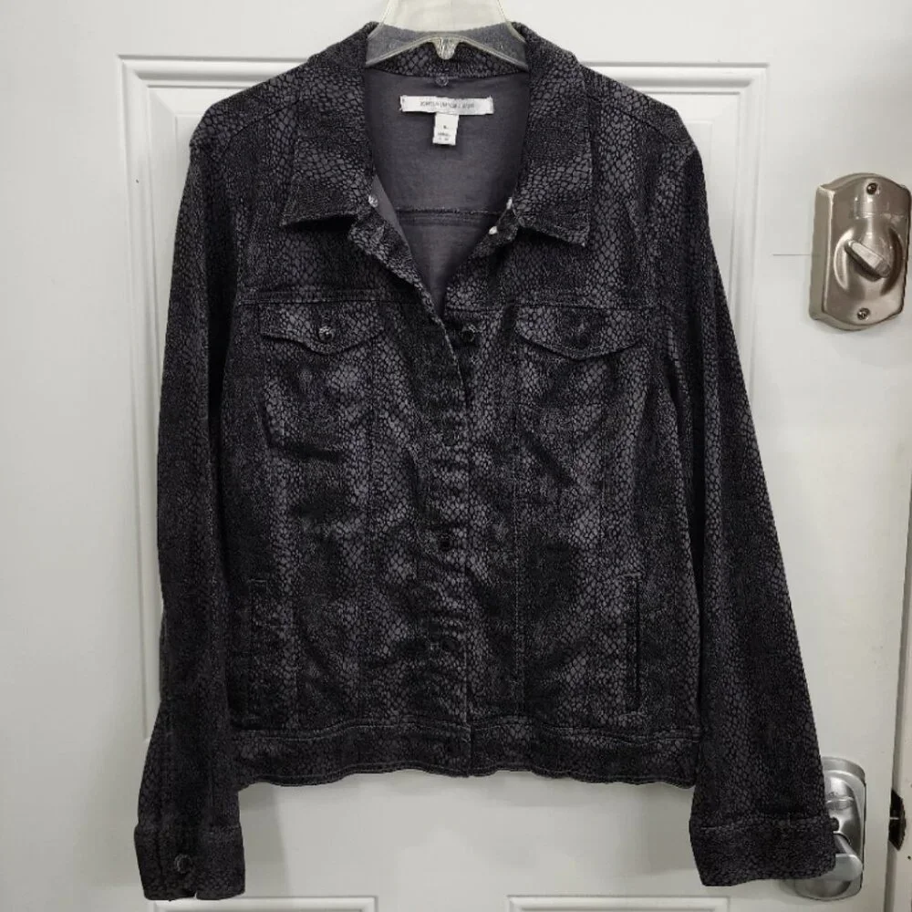 Jones of New York Jacket - Black & Gray Snakeskin Print - Size XL - Picture 2 of 13